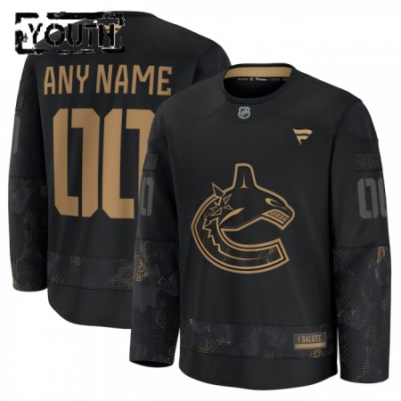 Lapsille NHL Vancouver Canucks Pelipaita Custom Fanatics Military Appreciation Practice 2024-25 Musta